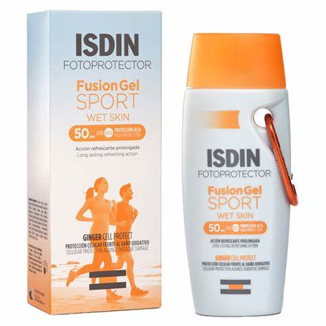 ژل ضد آفتاب فیوژن اسپرت ⁺SPF50 ایزدین 100 میل ISDIN Fusion Gel Sport SPF 50 ا Fotoprotector ISDIN Fusion Gel Sport Wet Skin Sunscreen