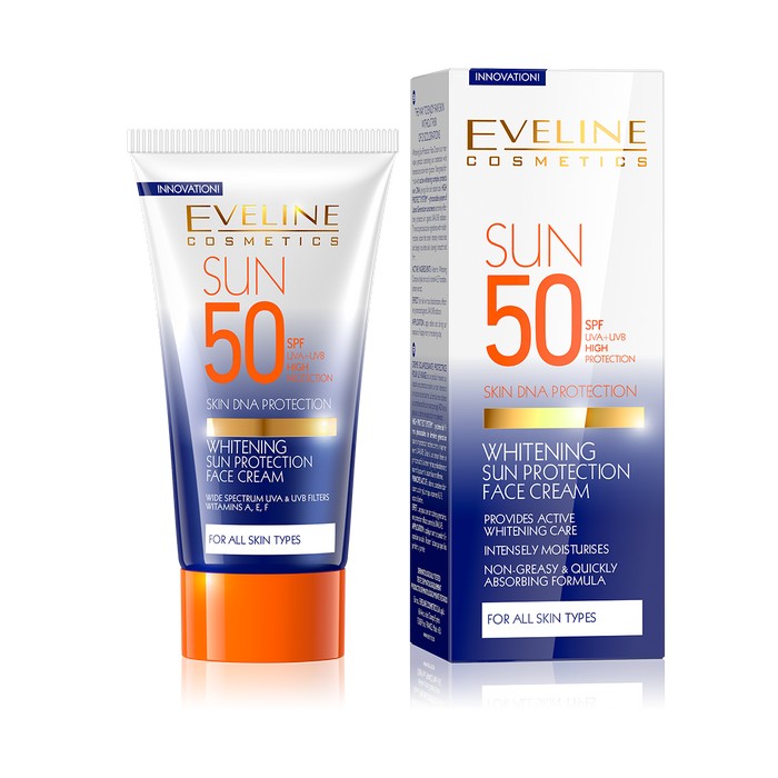 کرم ضد آفتاب سفید کننده اولاین)2026 )Eveline اصل SPF50 حجم 50 میل