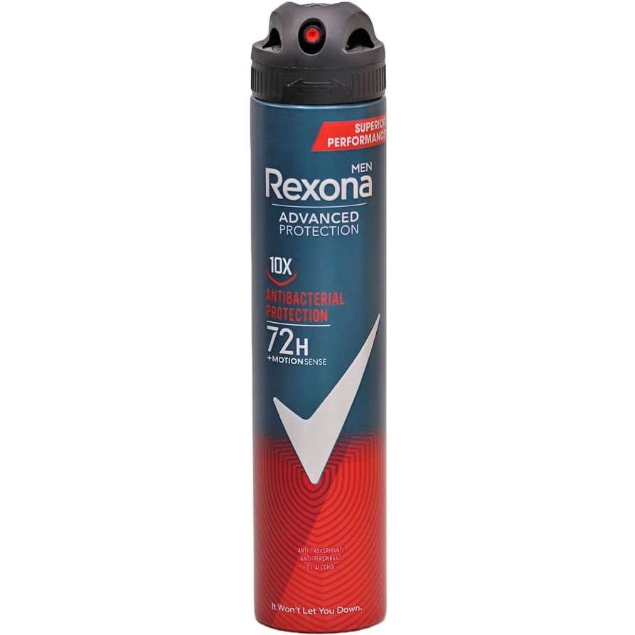 اسپری ضد تعریق 72 ساعته مردانه رکسونا 200میل Rexona مدل Antibacterial Protection ا Rexona Advanced Protection Deodorant Spray
