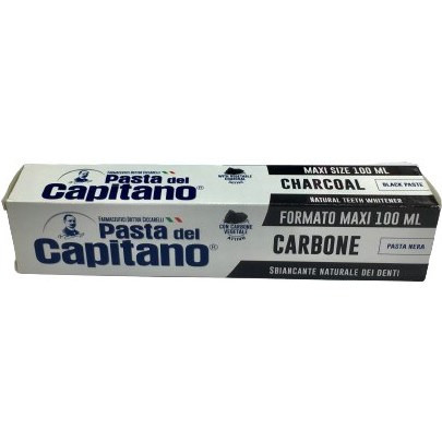 خمیر سیاه سفید کننده طبیعی دندان پاستا دل کاپیتانو با زغال سنگ 100 گرمی pasta del capitano carbone sbiancante naturale del denti pasta nera price reportگزارش
