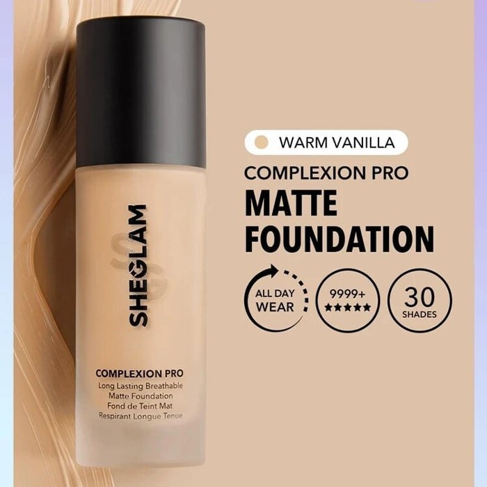 کرم پودر شیگلم مدل MATTE رنگ WARM VANILLA حجم 30 میل ا SHEGLAM COMPLEXION PRO LONGLASTING MATTE FOUNDATION
