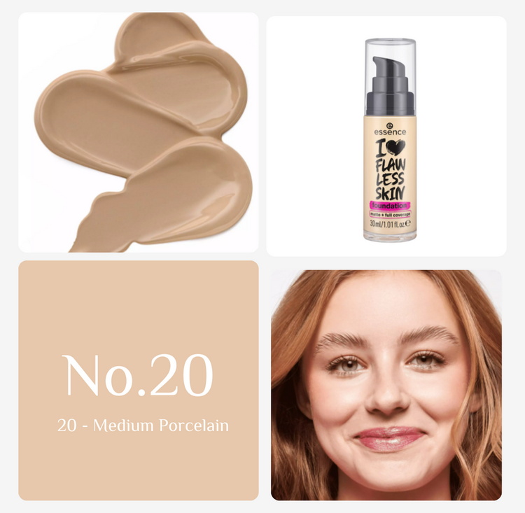 کرم-پو-در شیشه ای 20 اس-ن-س ES-S-EN-CE I LOVE FLAWLESS SKIN