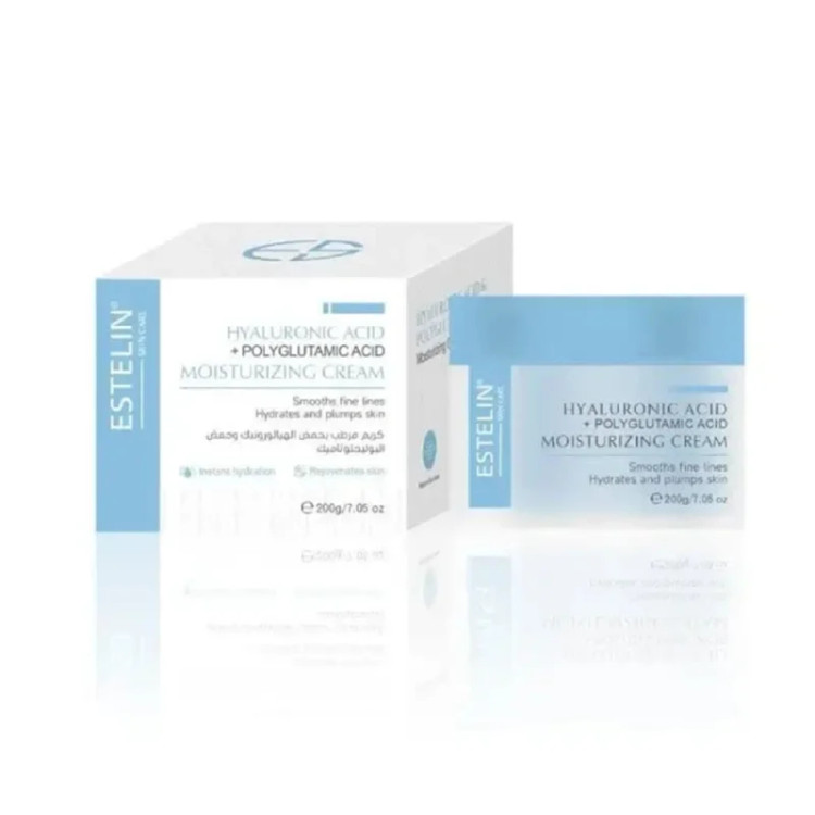 کرم آبرسان صورت هیالورونیک اسید و پلیگلوتامیک اسید استلین حجم:200 میل (Estelin Hydrating Cream)