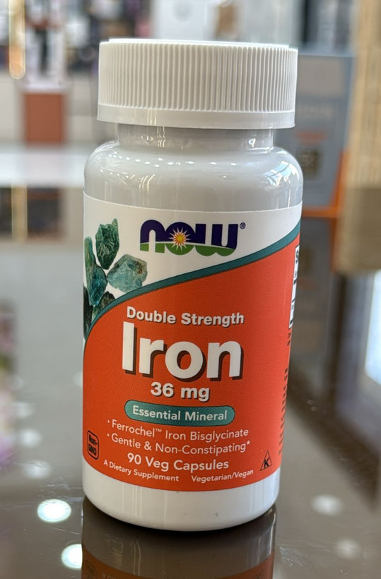 کپسول آهن ناو NOW Iron 36mg دابل استرنگث 90 عددی | آهن بیسگلیسینات با جذب بالا